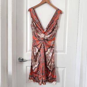 Blumarine Deep V-Neck Silk Dress